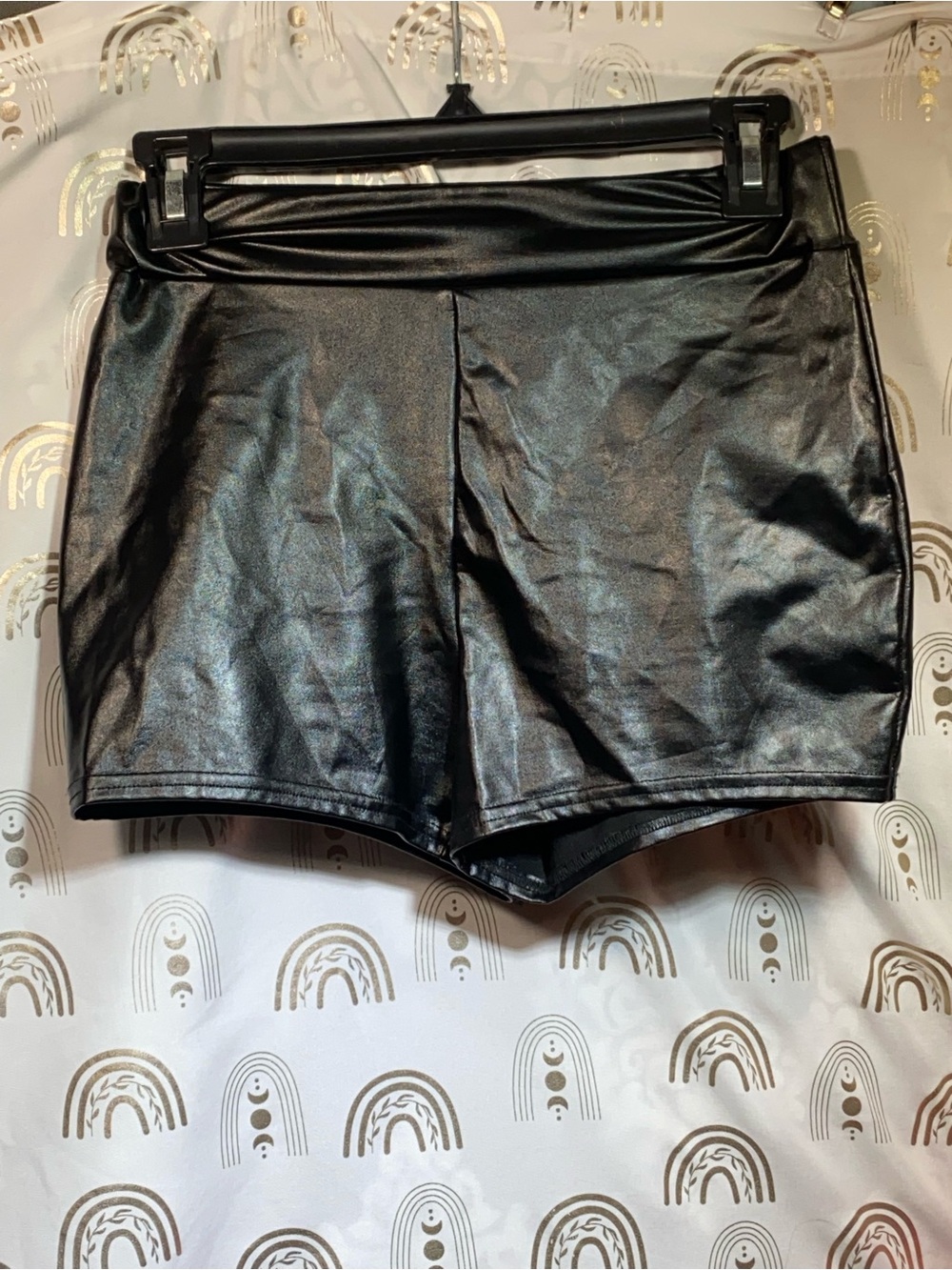 Black Faux Leather Women’s High-Waist Shorts